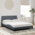 Cama con colchón terciopelo gris oscuro 140x200