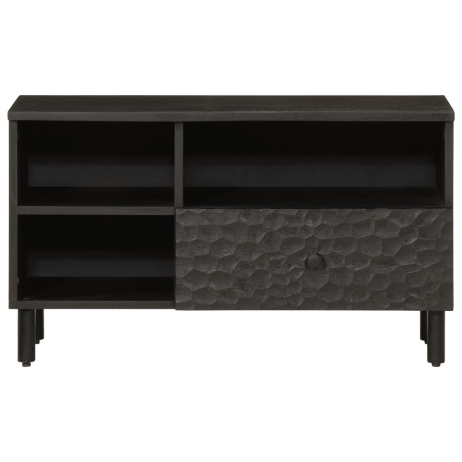 Mueble de TV madera maciza de mango negro 80x33x46
