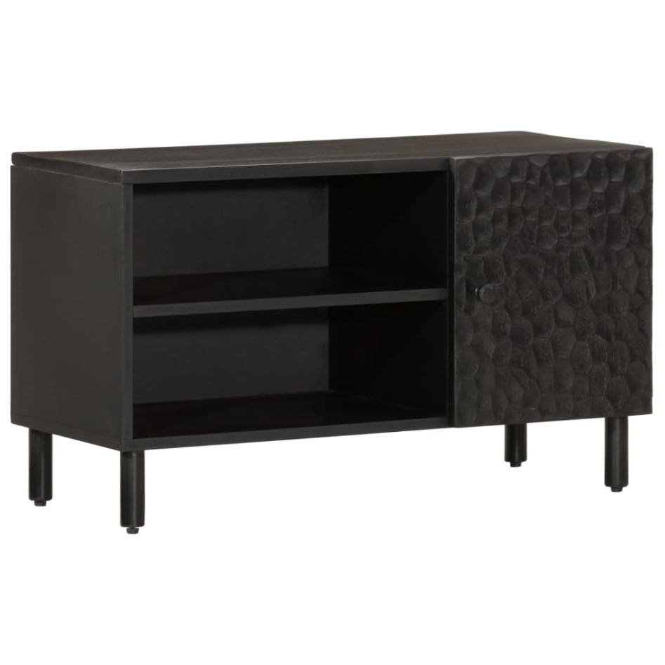 Mueble de TV madera maciza de mango negro 80x31x46