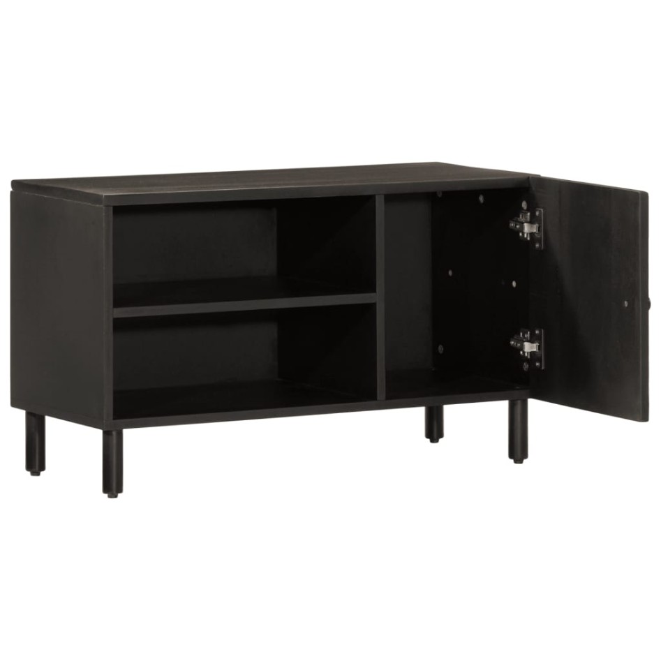Mueble de TV madera maciza de mango negro 80x31x46