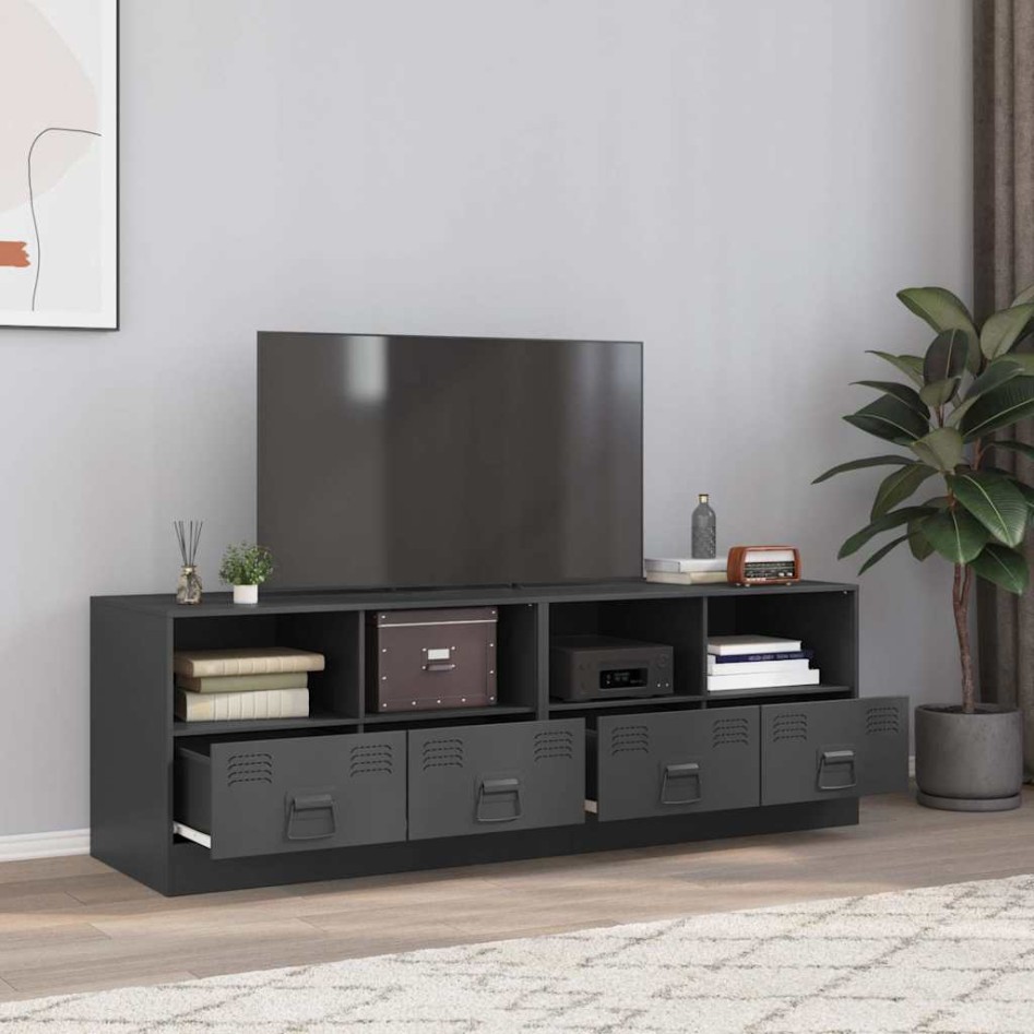 Muebles para TV 2 unidades acero gris antracita 67x39x44
