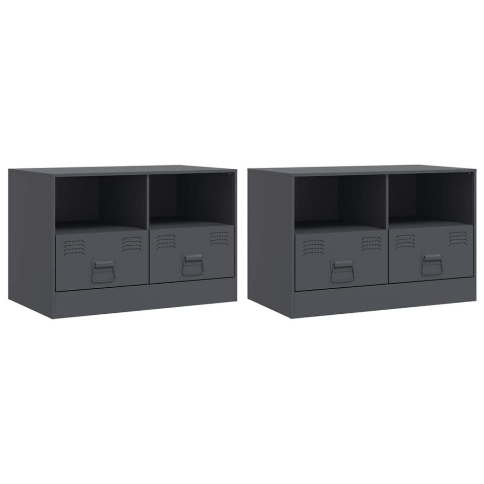 Muebles para TV 2 unidades acero gris antracita 67x39x44