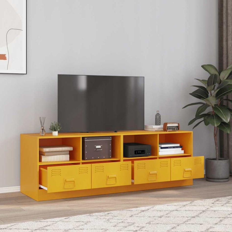 Muebles para TV 2 unidades acero amarillo mostaza 67x39x44