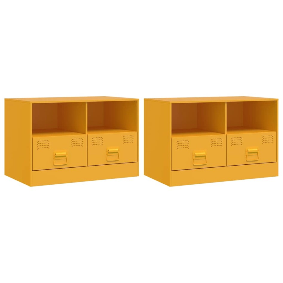 Muebles para TV 2 unidades acero amarillo mostaza 67x39x44