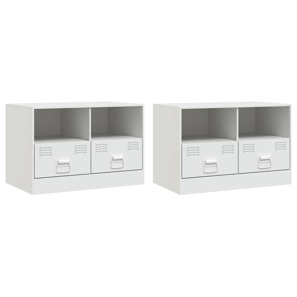 Muebles para TV 2 unidades acero blanco 67x39x44