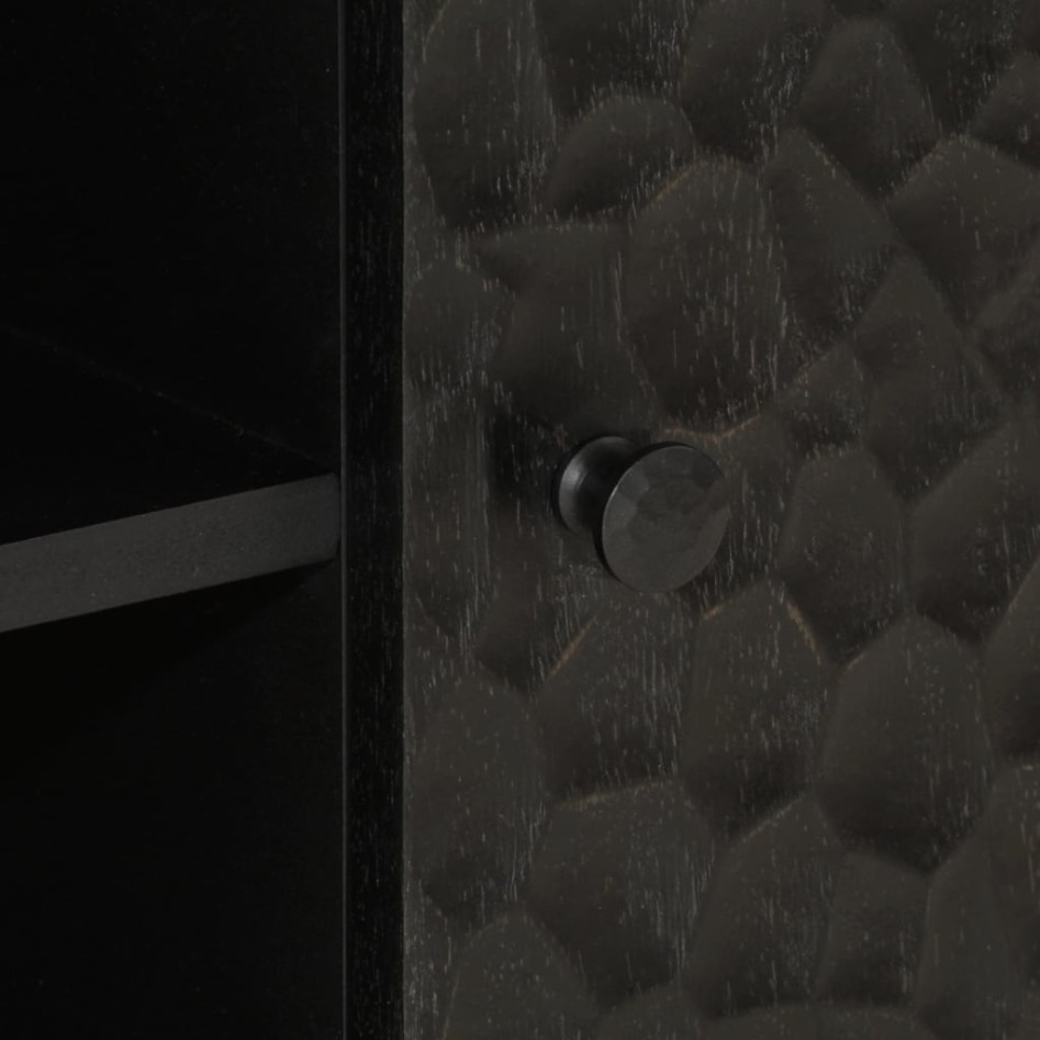 Mueble de TV madera maciza de mango negro 80x31x46