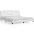 Cama con colchón cuero sintético blanco 180x200