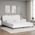 Cama con colchón cuero sintético blanco 180x200