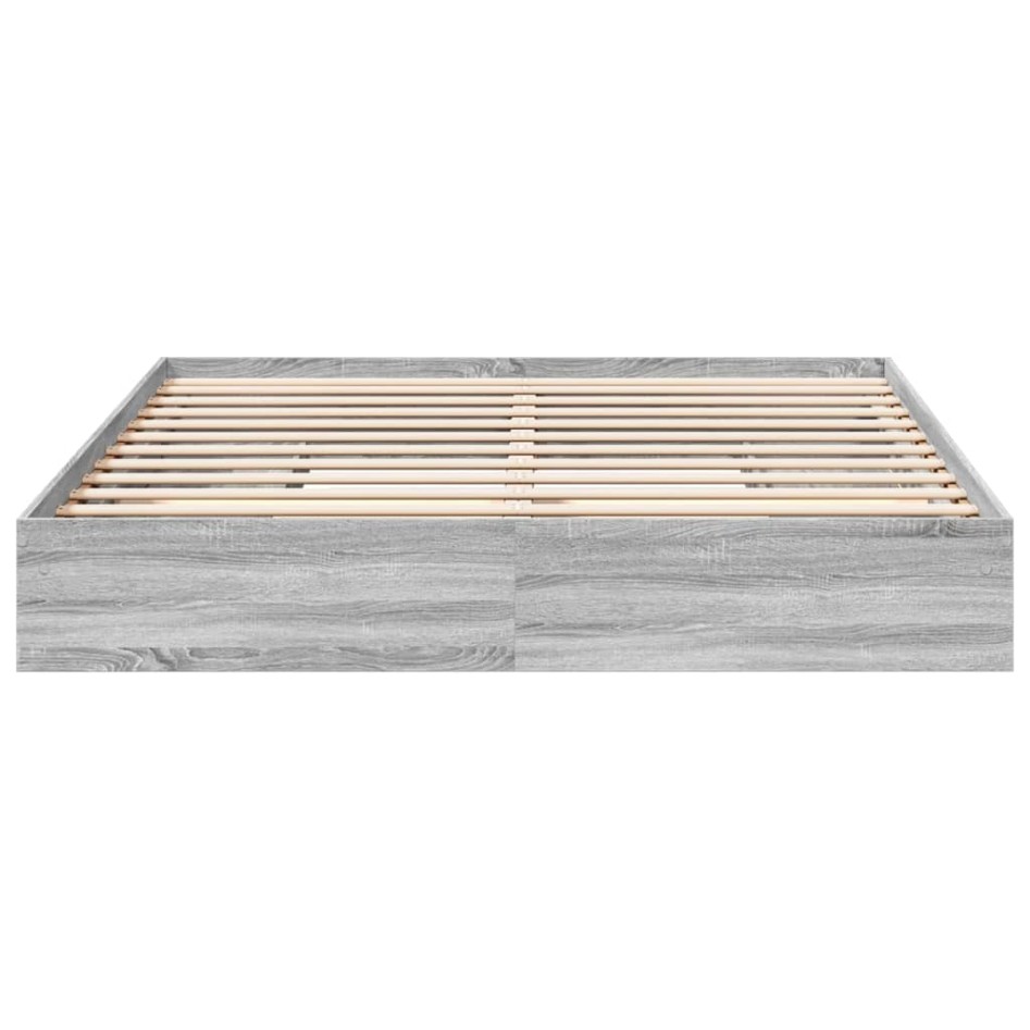 Cama con cajones madera ingeniería gris Sonoma 180x200
