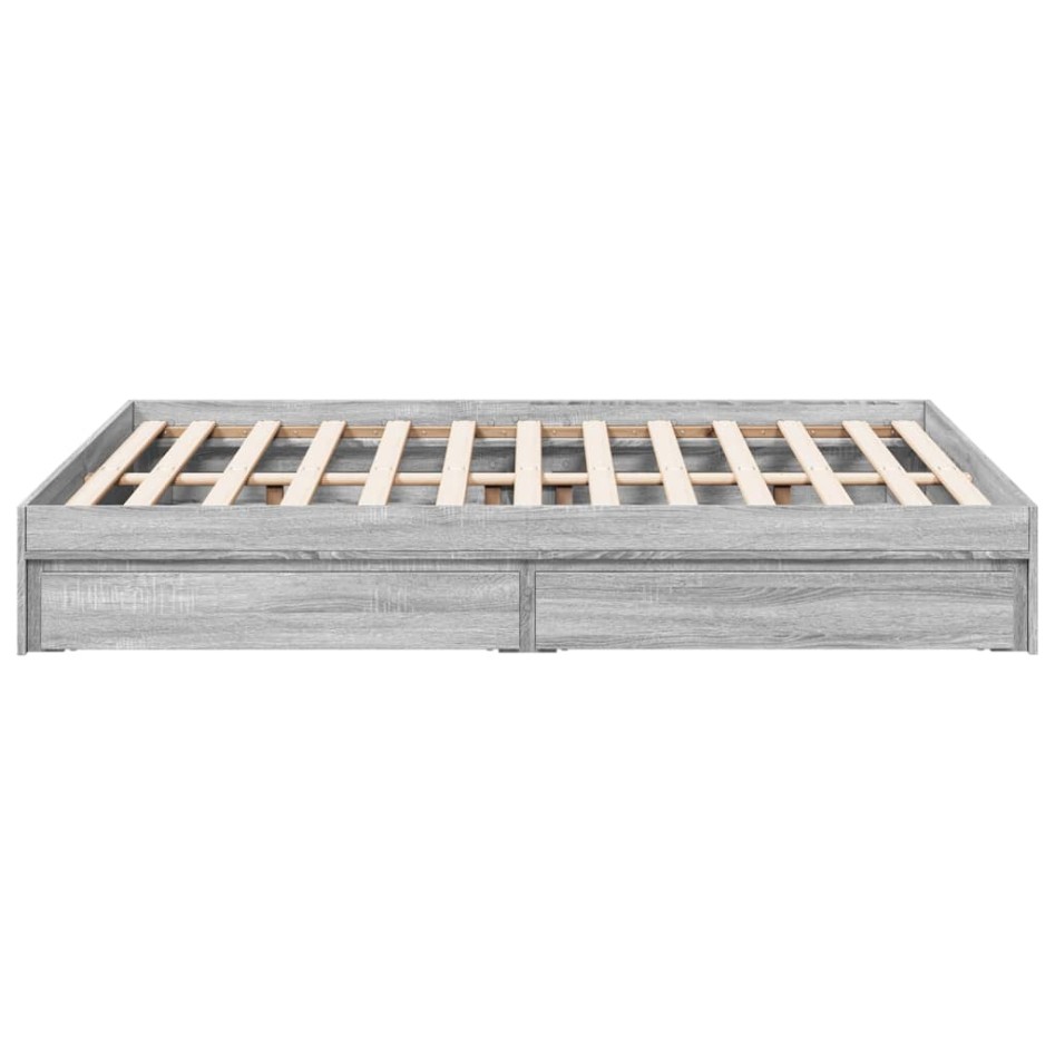Cama con cajones madera ingeniería gris Sonoma 120x190