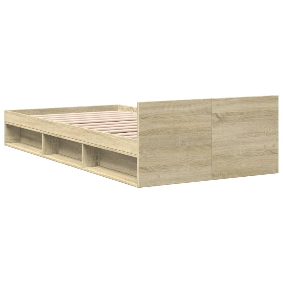 Cama con cajón madera ingeniería roble Sonoma 100x200
