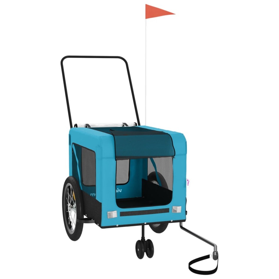 Remolque de bicicleta mascotas hierro tela Oxford azul