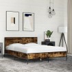 Estructura cama madera ingeniería metal roble ahumado 120x200cm