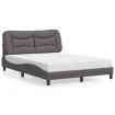 Cama con colchón cuero sintético gris 120x200 cm