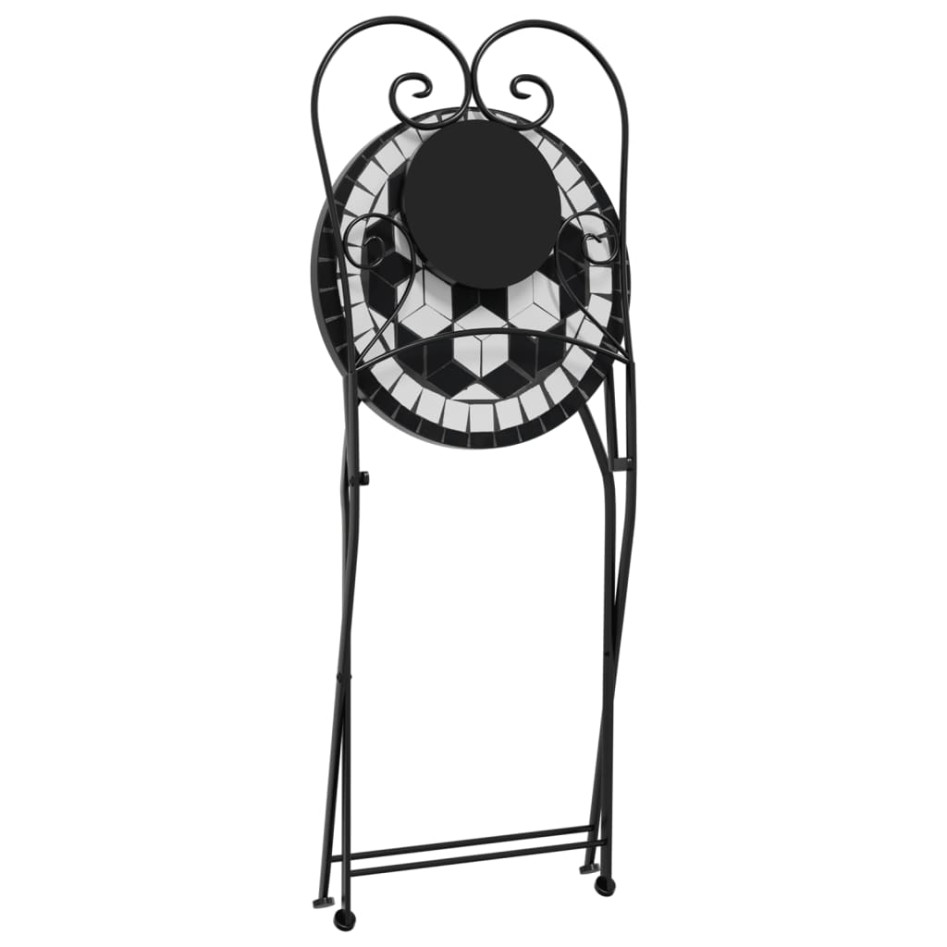 Juego de bistró de mosaico de hierro y cerámica negro y