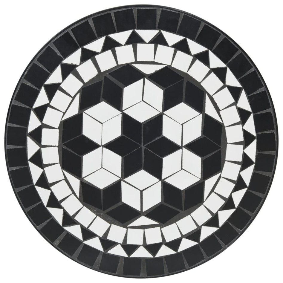 Juego de bistró de mosaico de hierro y cerámica negro y