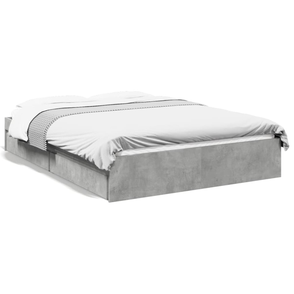 Cama con cajones madera ingeniería gris hormigón 140x190