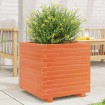 Jardinera madera maciza de pino marrón cera 50x50x49,5 cm
