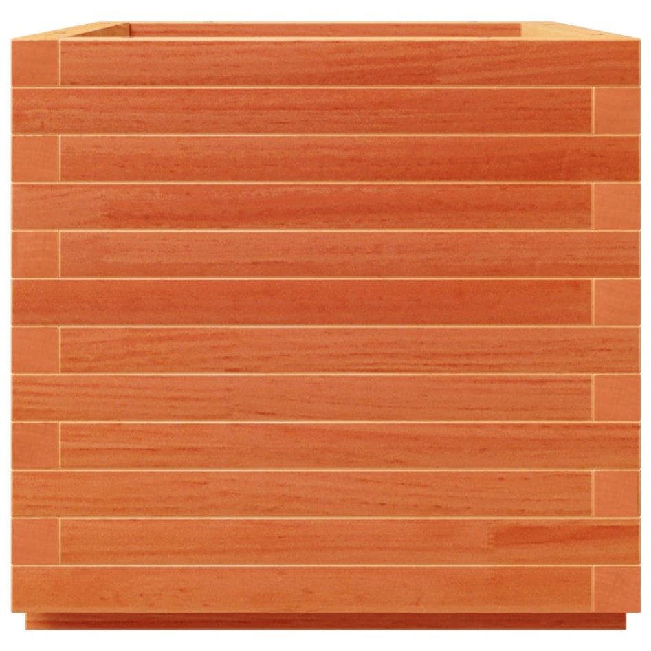 Jardinera madera maciza de pino marrón cera 50x50x49,5
