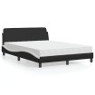 Cama con colchón cuero sintético negro y blanco 140x200 cm