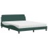 Cama con colchón terciopelo verde oscuro 160x200