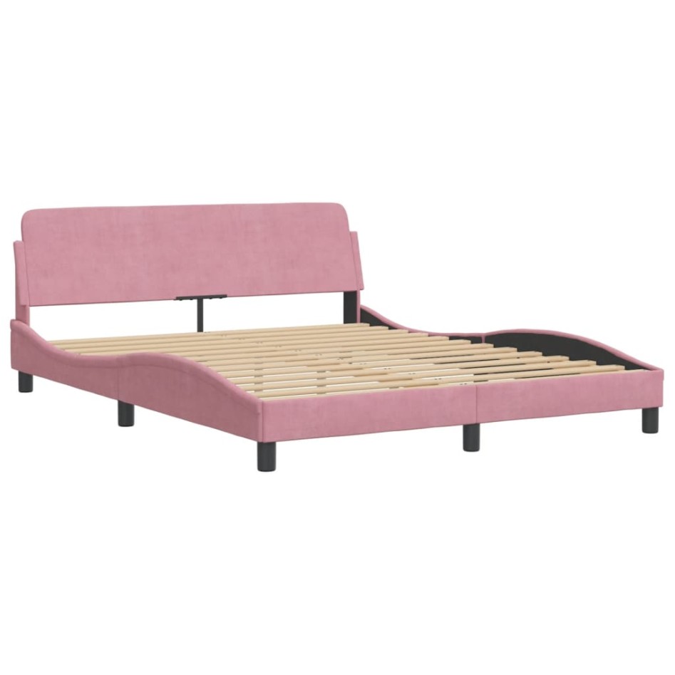 Cama con colchón terciopelo rosa 160x200