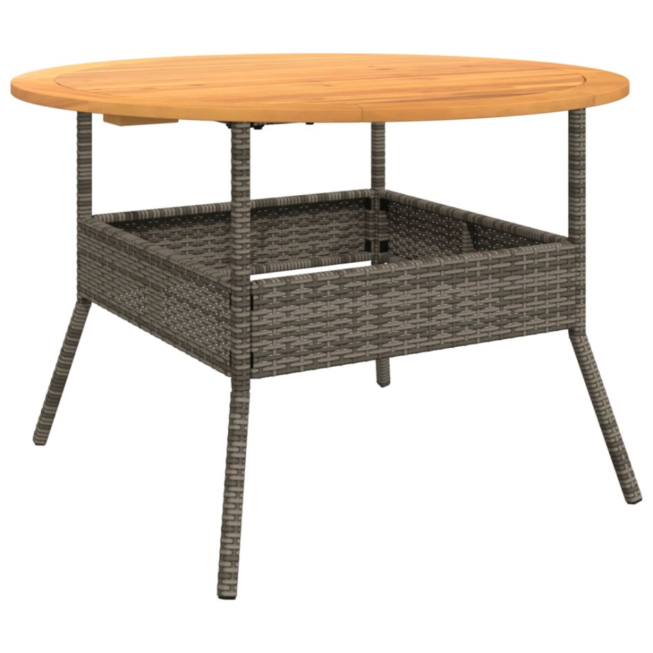 Mesa de jardín superficie de madera ratán PE gris Ø110x71