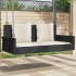 Banco columpio con cojines ratán sintético negro 119x56x48