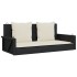 Banco columpio con cojines ratán sintético negro 119x56x48