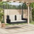 Banco columpio con cojines ratán sintético negro 119x56x48