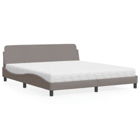 Cama con colchón de tela gris taupe 180x200