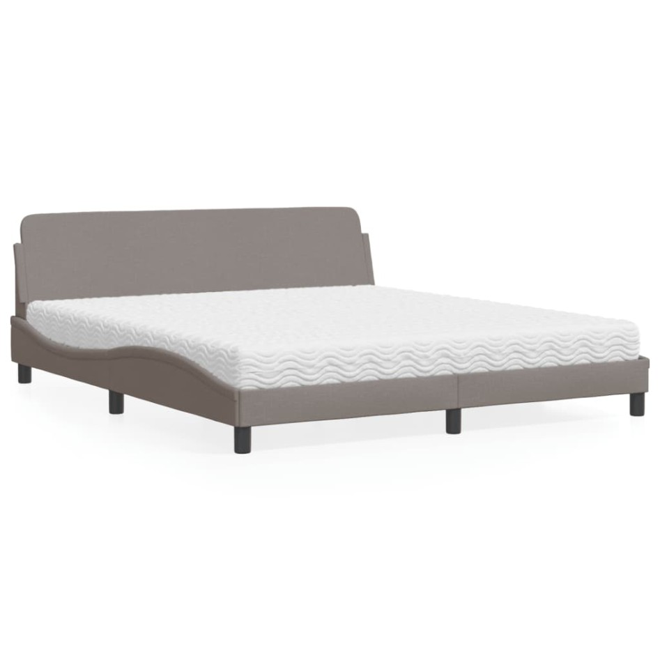 Cama con colchón de tela gris taupe 180x200