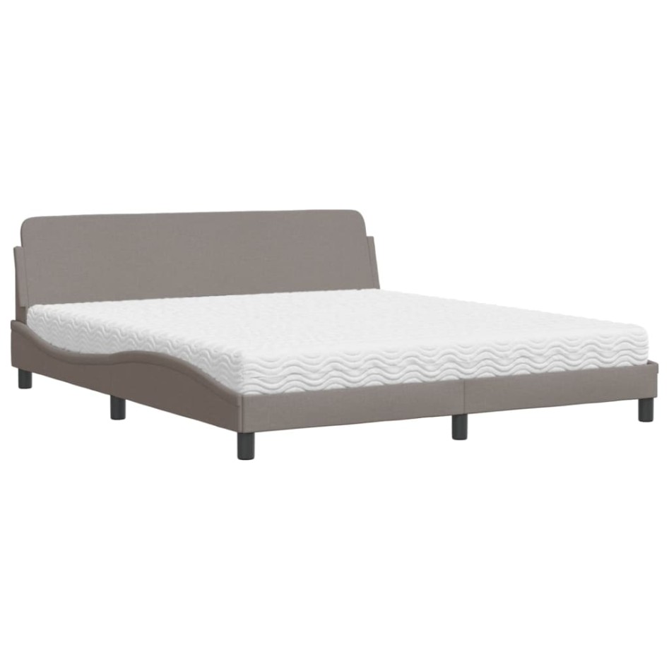 Cama con colchón de tela gris taupe 180x200