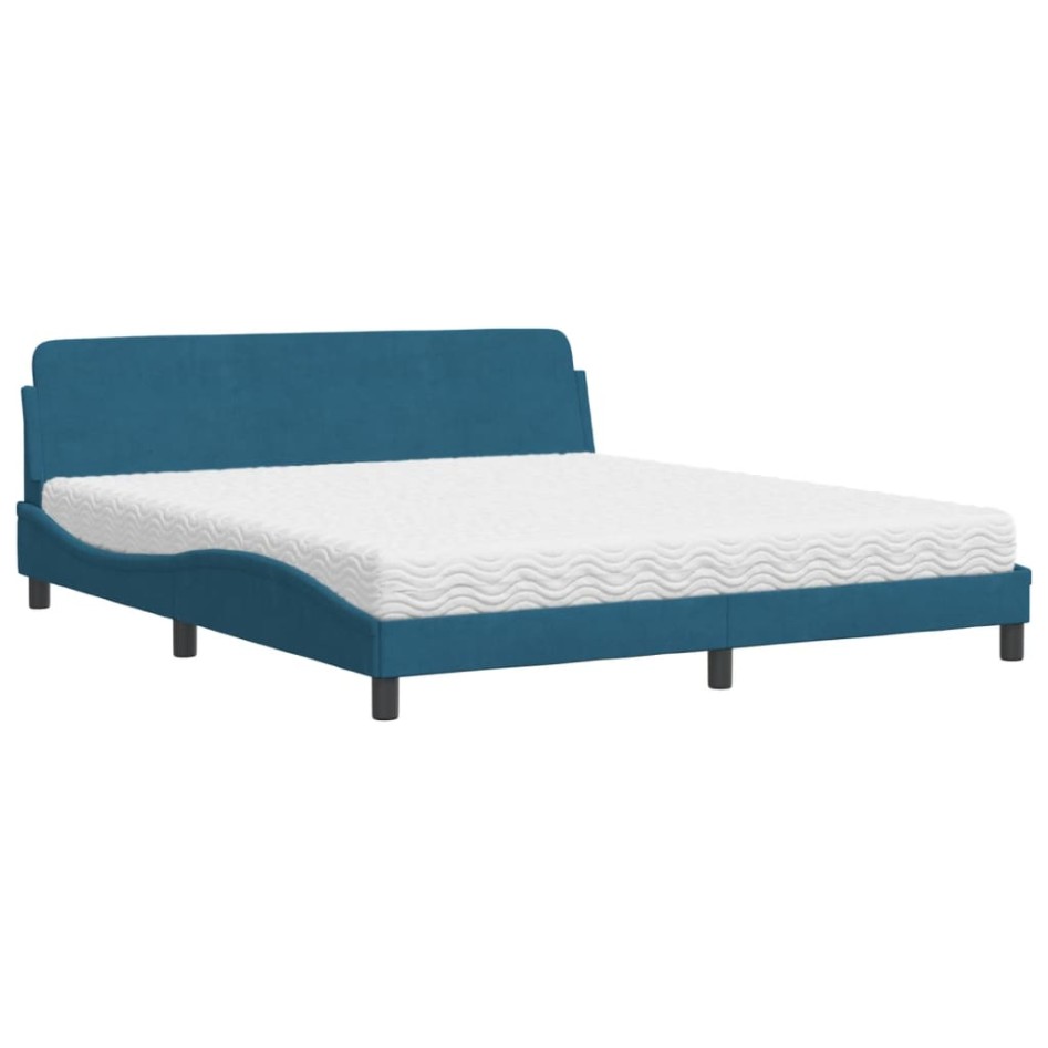 Cama con colchón terciopelo azul 180x200