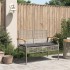 Banco de jardín con cojín ratán sintético gris y madera