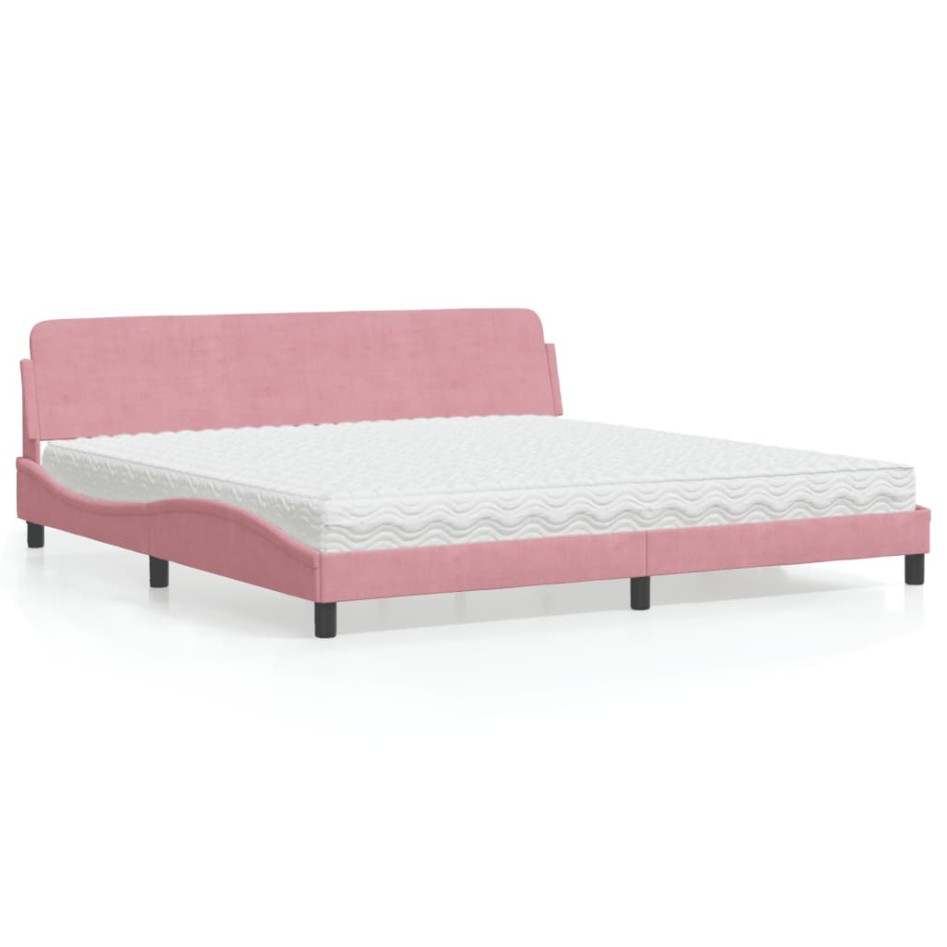 Cama con colchón terciopelo rosa 200x200