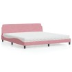 Cama con colchón terciopelo rosa 200x200 cm