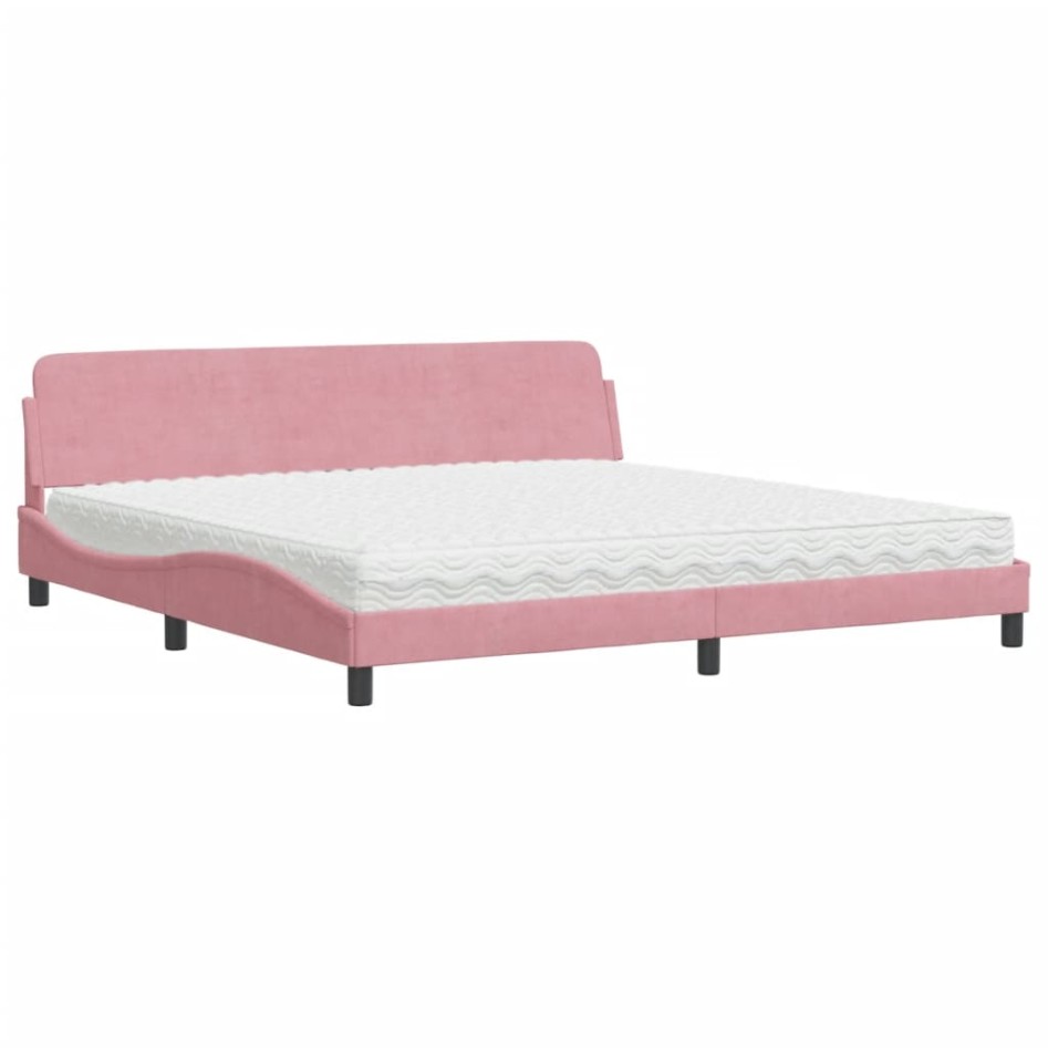 Cama con colchón terciopelo rosa 200x200