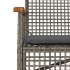 Banco de jardín con cojín ratán sintético gris y madera
