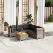 Set de muebles de jardín 6 pzas y cojines ratán sintético gris