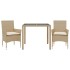Set comedor jardín 3 pzas cojines ratán sintético vidrio