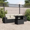 Set de muebles de jardín 5 pzas y cojines ratán sintético negro