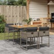 Set comedor de jardín 5 piezas con cojines ratán sintético gris