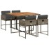 Set comedor de jardín 5 piezas con cojines ratán sintético