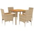Set de comedor jardín 5 pzas con cojines ratán PE acacia