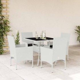 Set comedor jardín 5 pzas cojines ratán sintético vidrio