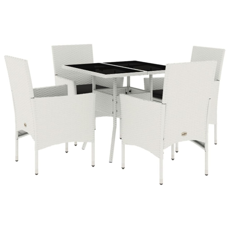 Set comedor jardín 5 pzas cojines ratán sintético vidrio