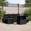 Set de sofás de jardín 7 pzas con cojines ratán sintético negro