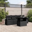 Set de muebles de jardín 5 pzas y cojines ratán sintético negro