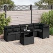 Set de sofás de jardín 7 pzas con cojines ratán sintético negro